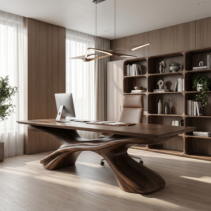Modern Executive Desk Sculptural Design For Home Office Workspace