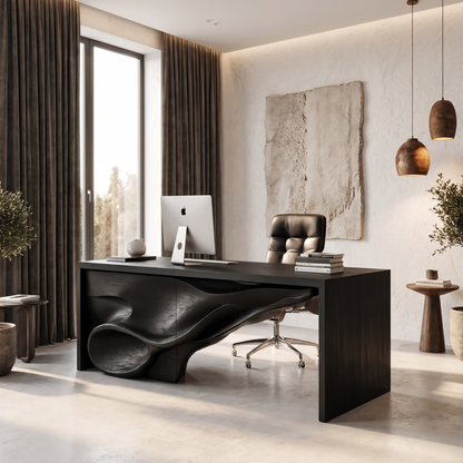 Sculptural Writing Desk Handcrafted Storage Design For Executive Home Office