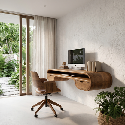 Contemporary Floating Desk With Integrated Drawer Storage For Workspace
