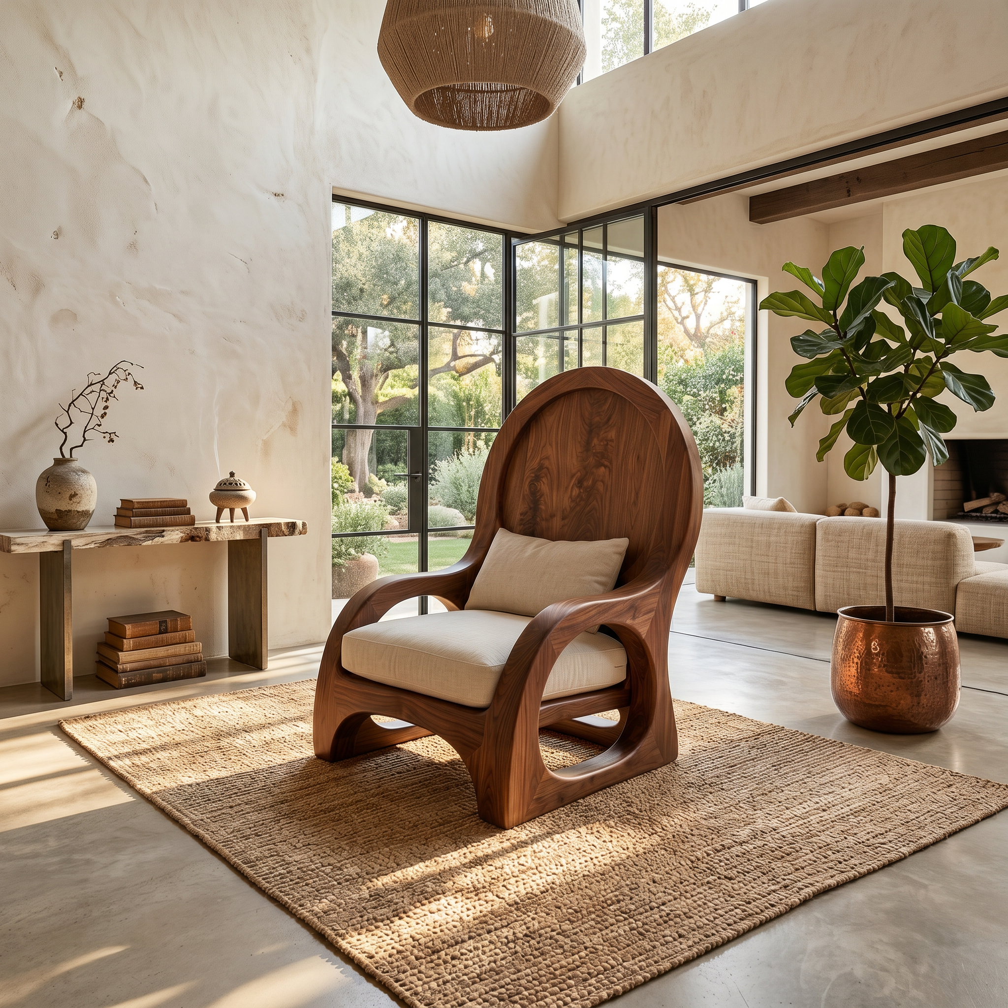 Organic Wooden Accent Chair For Living Room