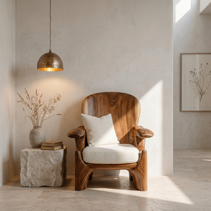 Rustic Wooden Armchair For Living Room Lounge Seating And Home Decor