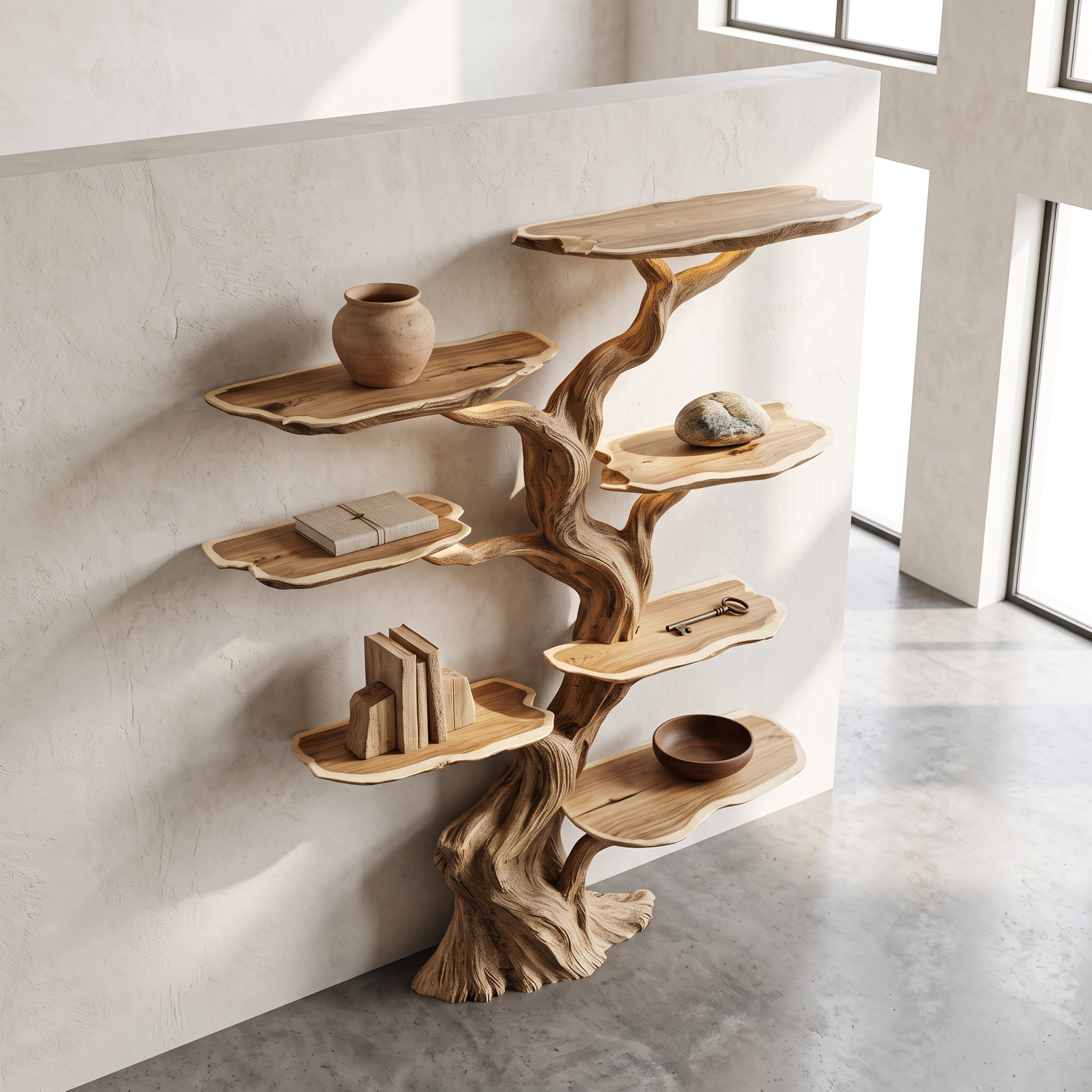 Modern Tree Bookshelf Wood Handmade Natural Gift