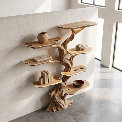 Modern Tree Bookshelf Wood Handmade Natural Gift
