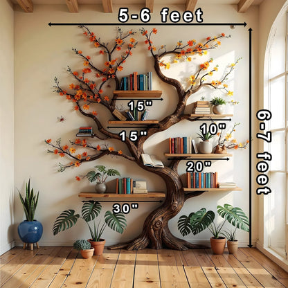 Branch-Shaped Wooden Bookshelf