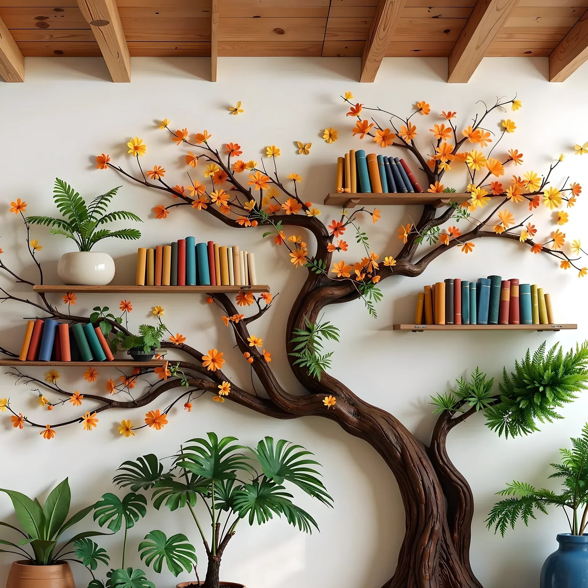 Unique Tree Branch Bookshelf