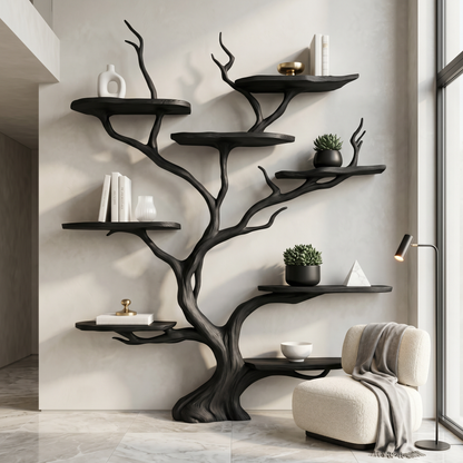 Wall Mounted Tree Shelf Natural Wood Unique Gift