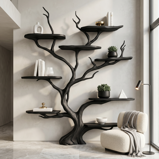 Wall Mounted Tree Shelf Natural Wood Unique Gift