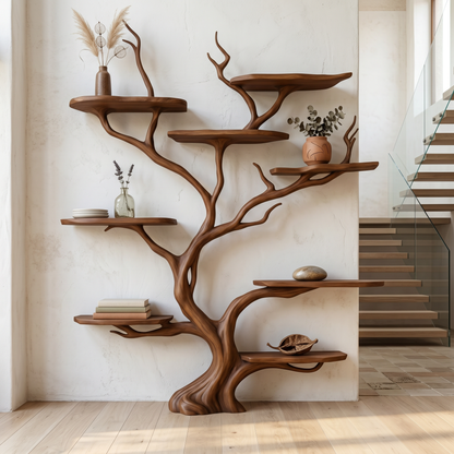 Wall Mounted Tree Shelf Natural Wood Unique Gift