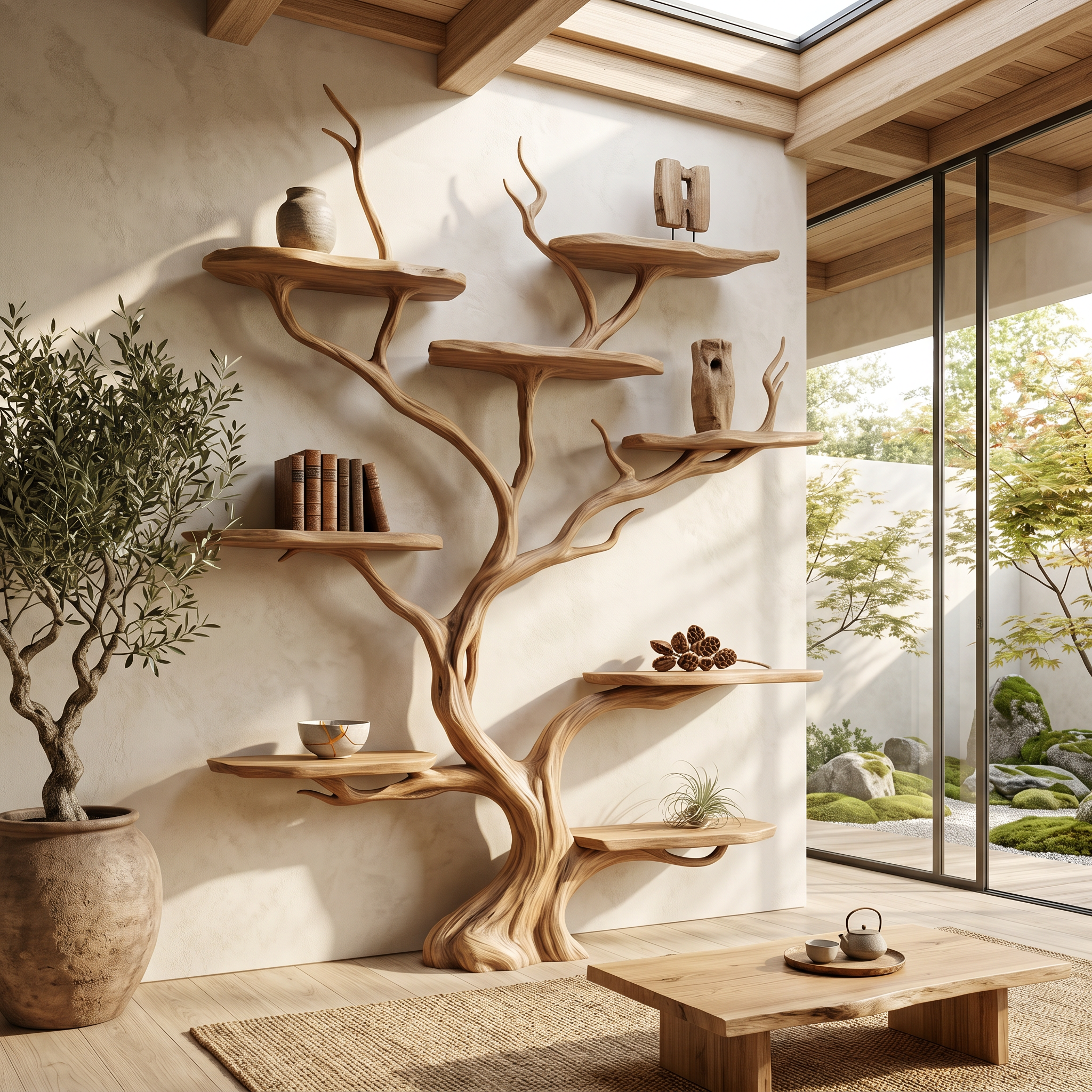 Wall Mounted Tree Shelf Natural Wood Unique Gift