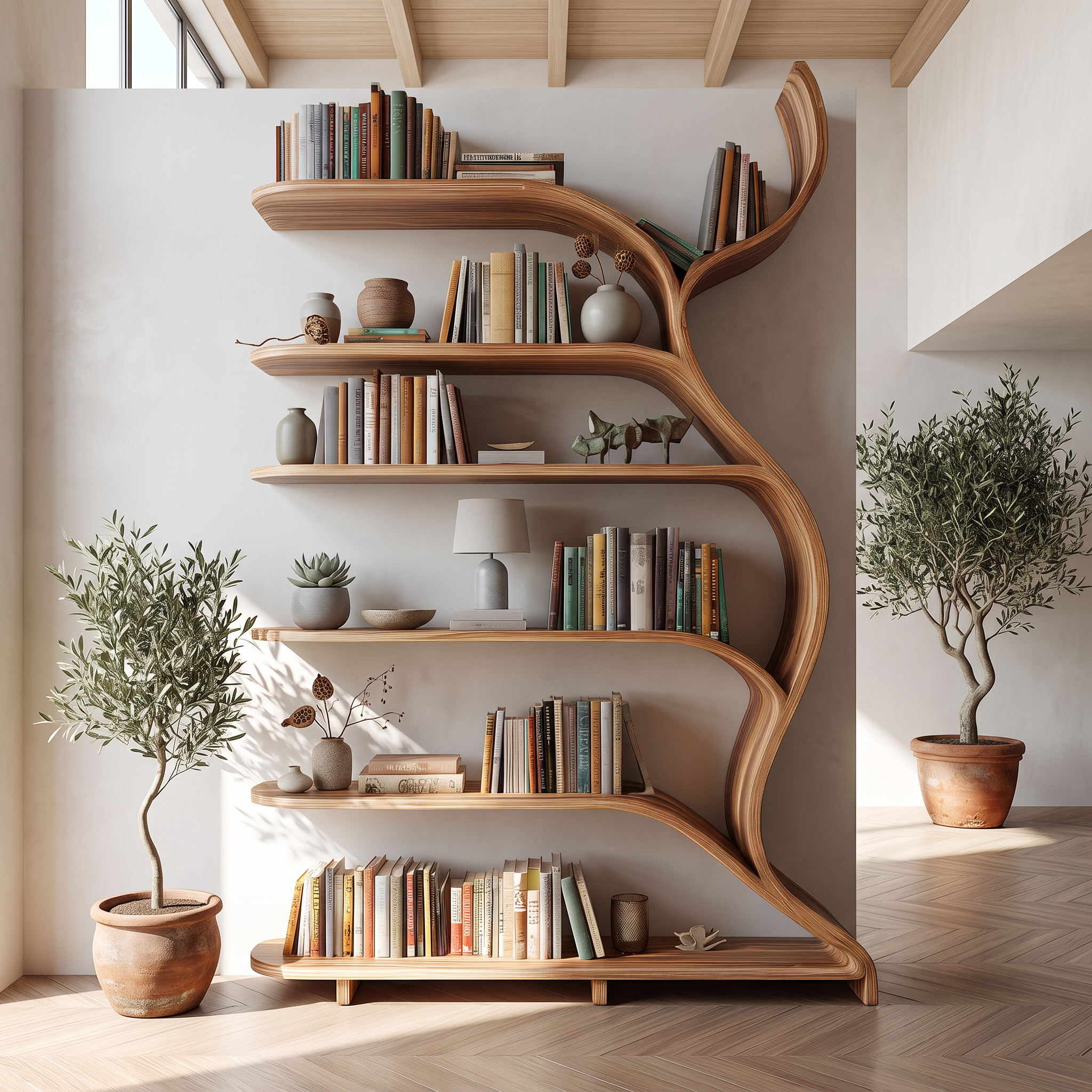 Tree Branch Bookshelf Solid Wood Farmhouse Wall Gift