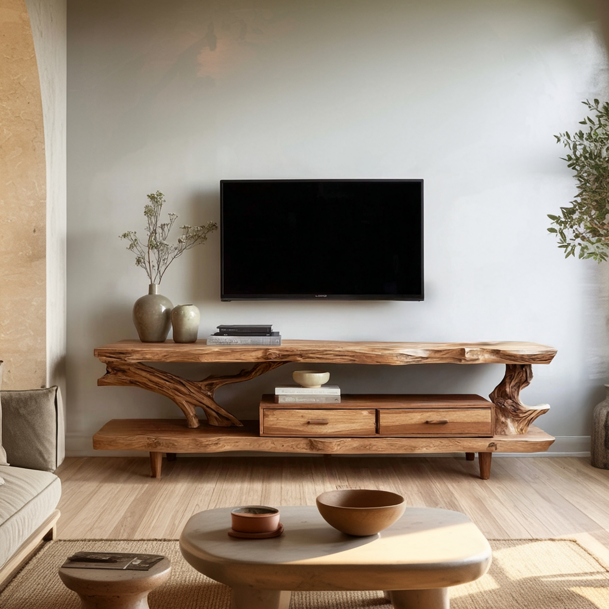 Rustic TV Console Table For Living Room And Interior Design
