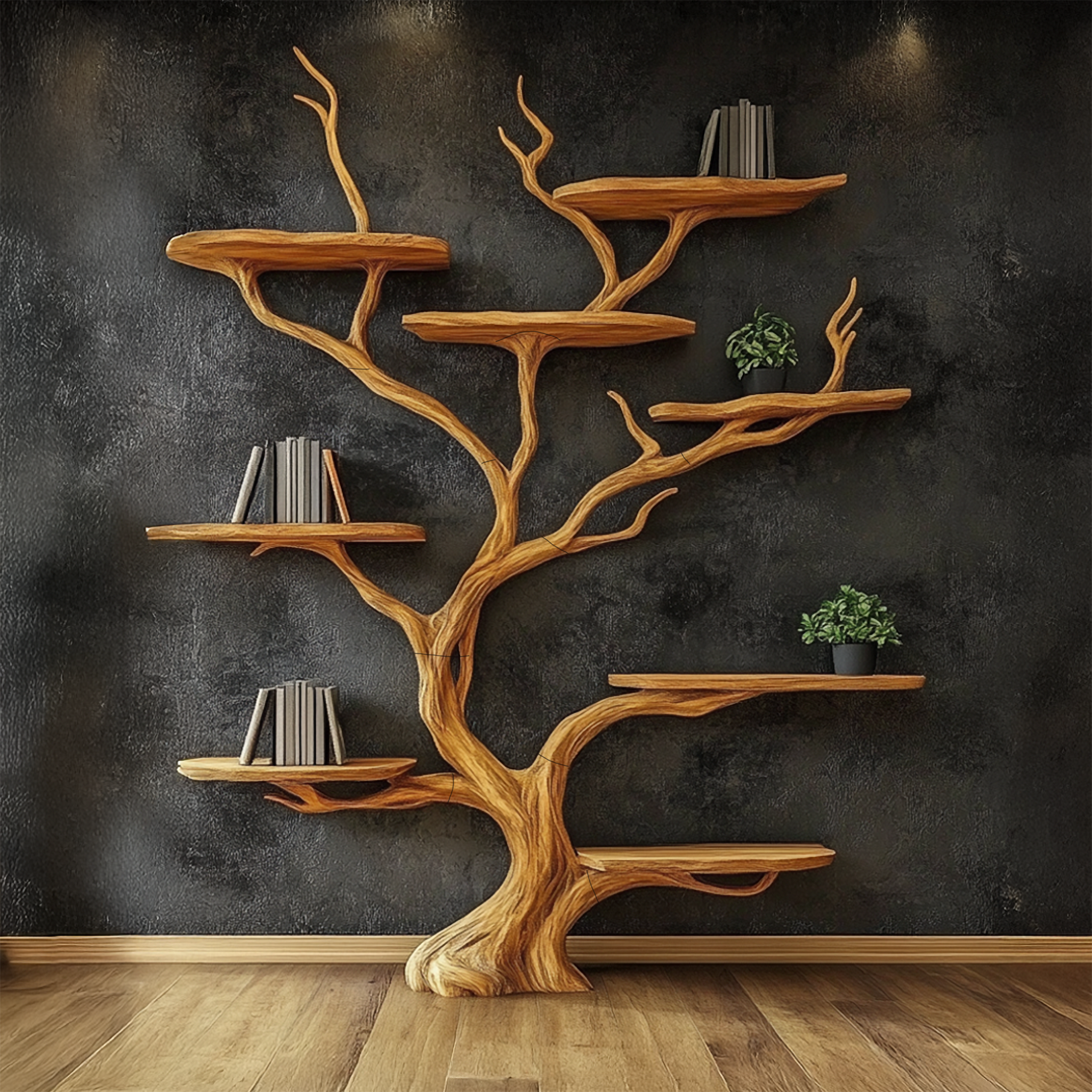 Wall Mounted Tree Shelf Natural Wood Unique Gift