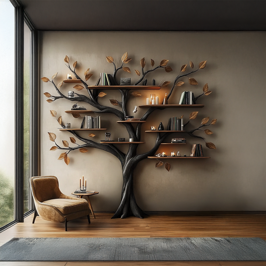 Rustic Halloween Tree Bookshelf Bedroom Wall Display