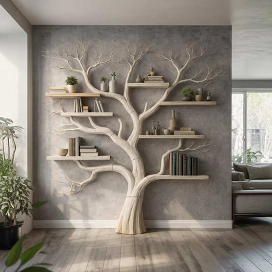 Rustic Wooden Tree Bookshelf For Bedroom Or Living Room