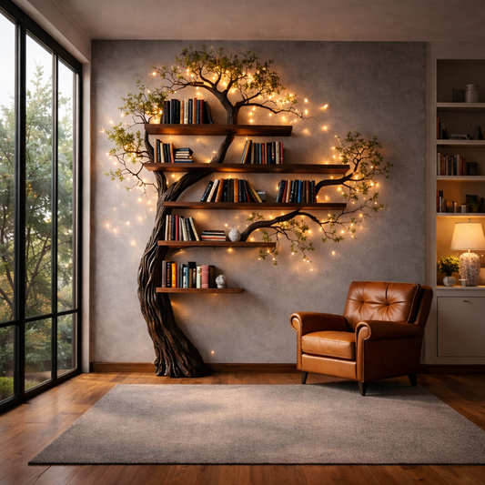 Organic Modern Wall Mounted Bookshelf For Living Room And Study