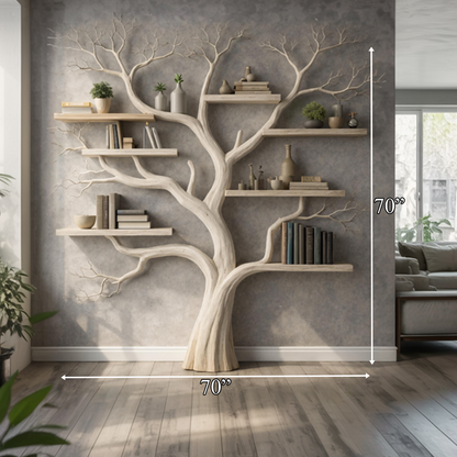 Rustic Wooden Tree Bookshelf For Bedroom Or Living Room