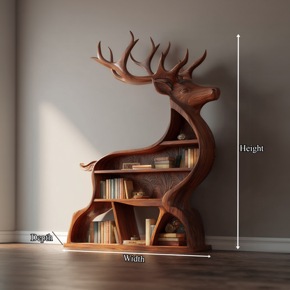 Rustic Deer Themed Bookshelf Farmhouse Entryway Living Room