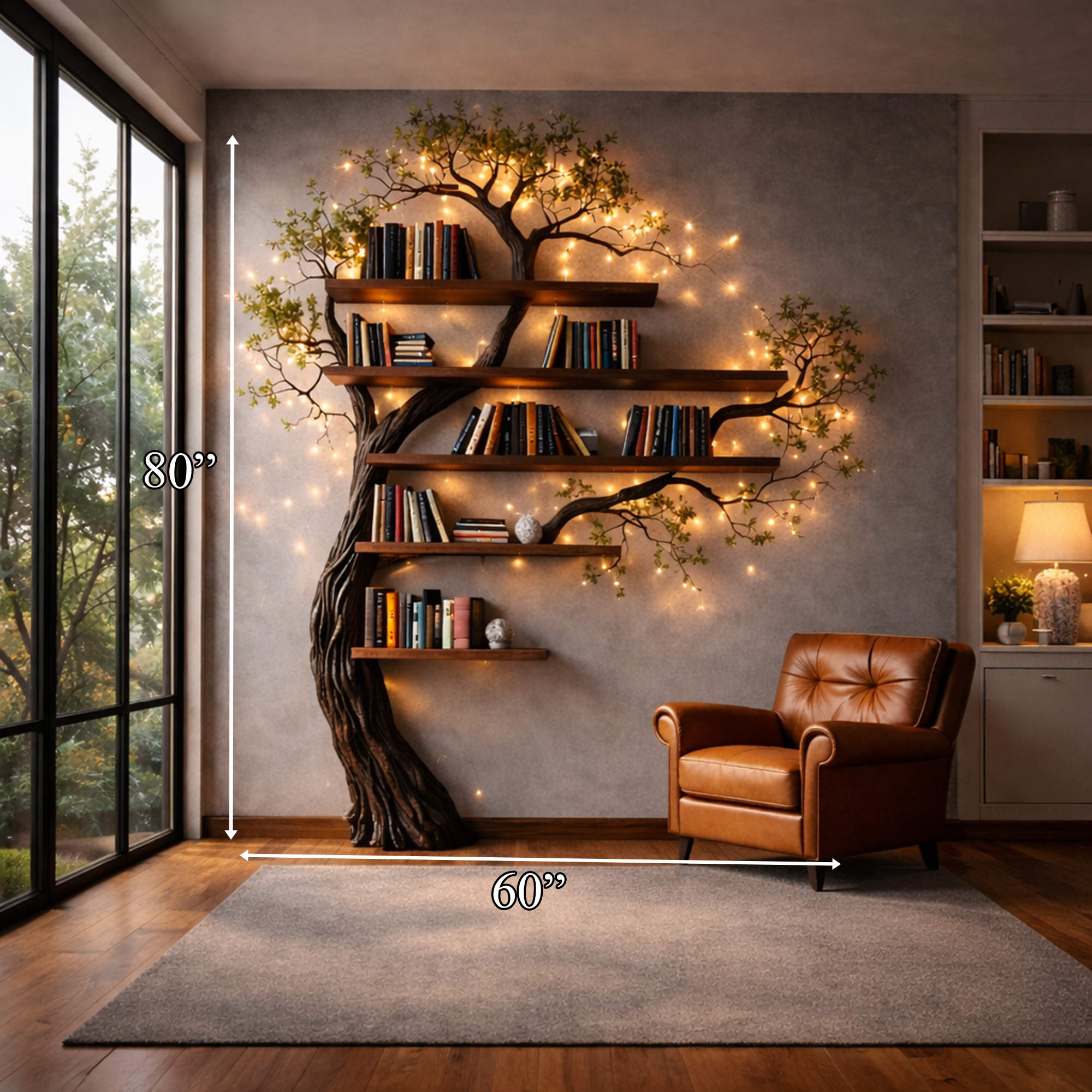 Organic Modern Wall Mounted Bookshelf For Living Room And Study