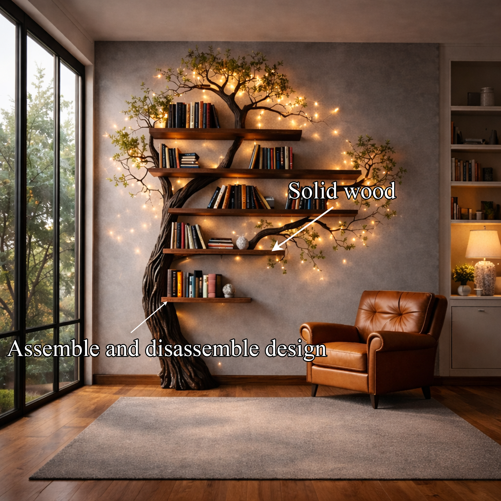 Organic Modern Wall Mounted Bookshelf For Living Room And Study