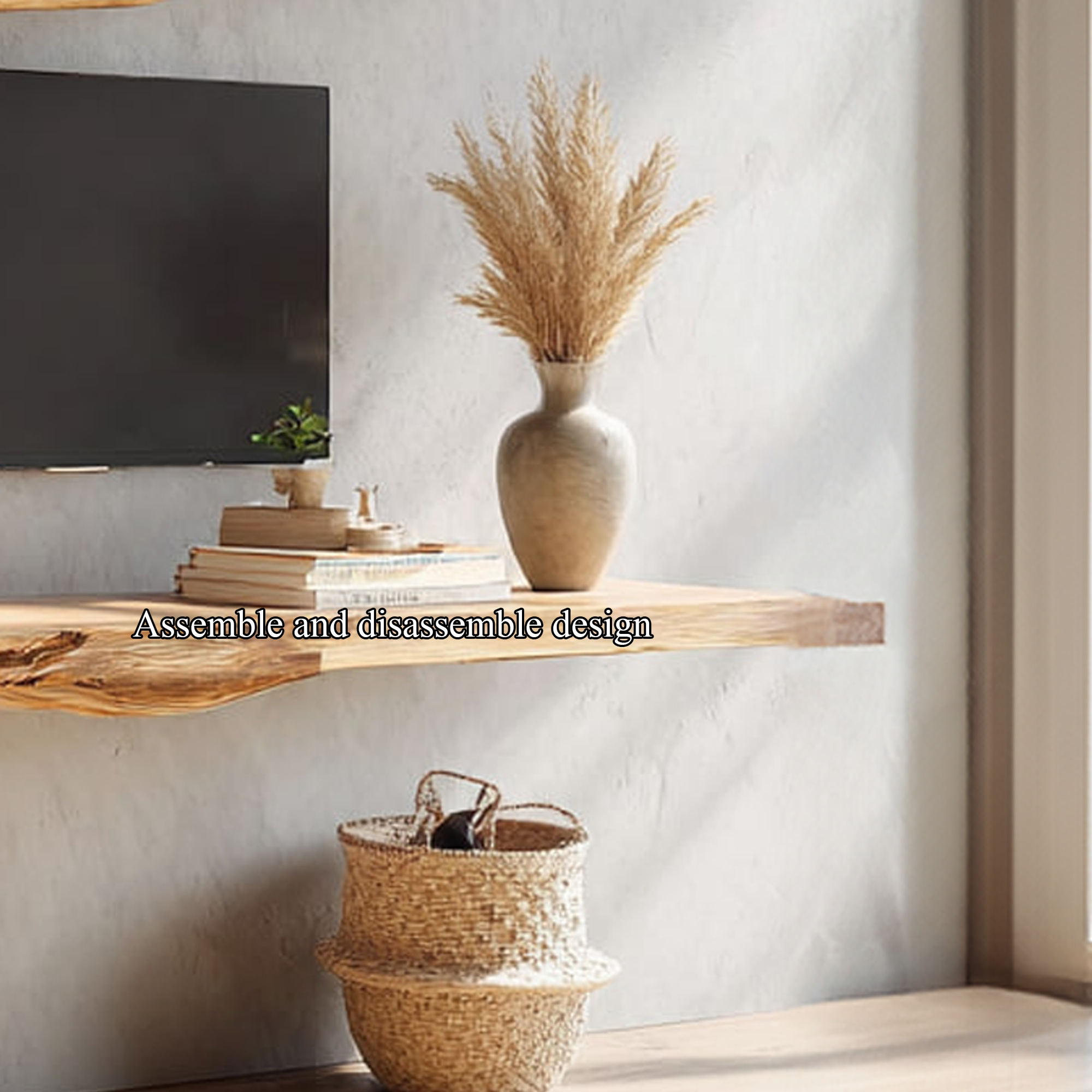 Rustic Tree TV Console Living Room Bedroom Wall Display
