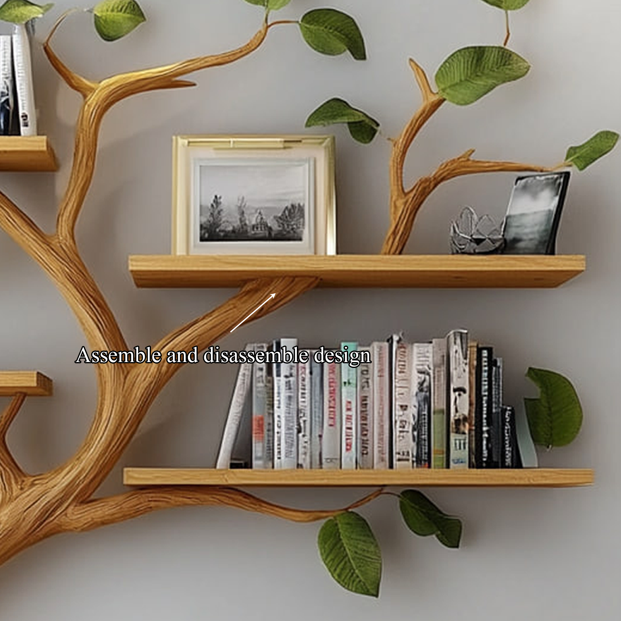 Mid Century Tree Branch Wall Display Shelf For Living Room