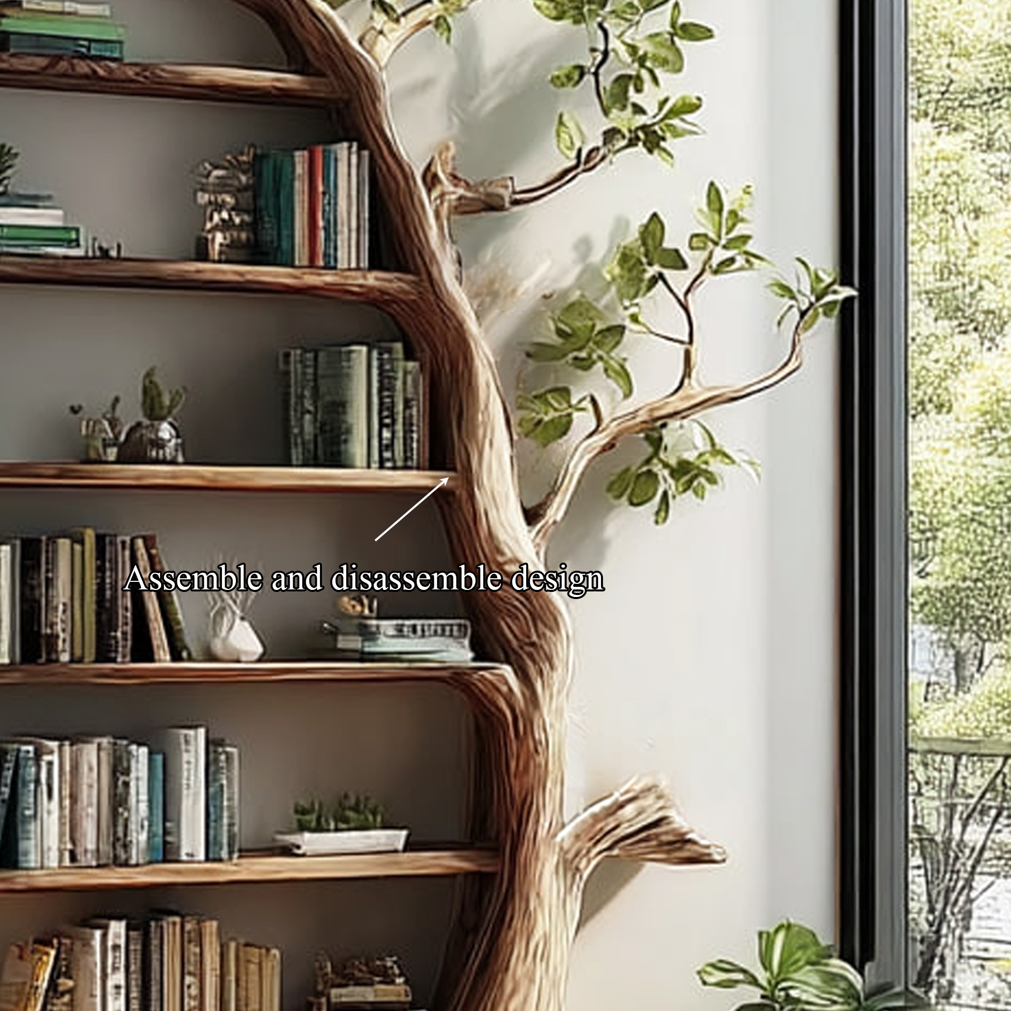 Handcrafted Tree Wall Shelf For Living Room