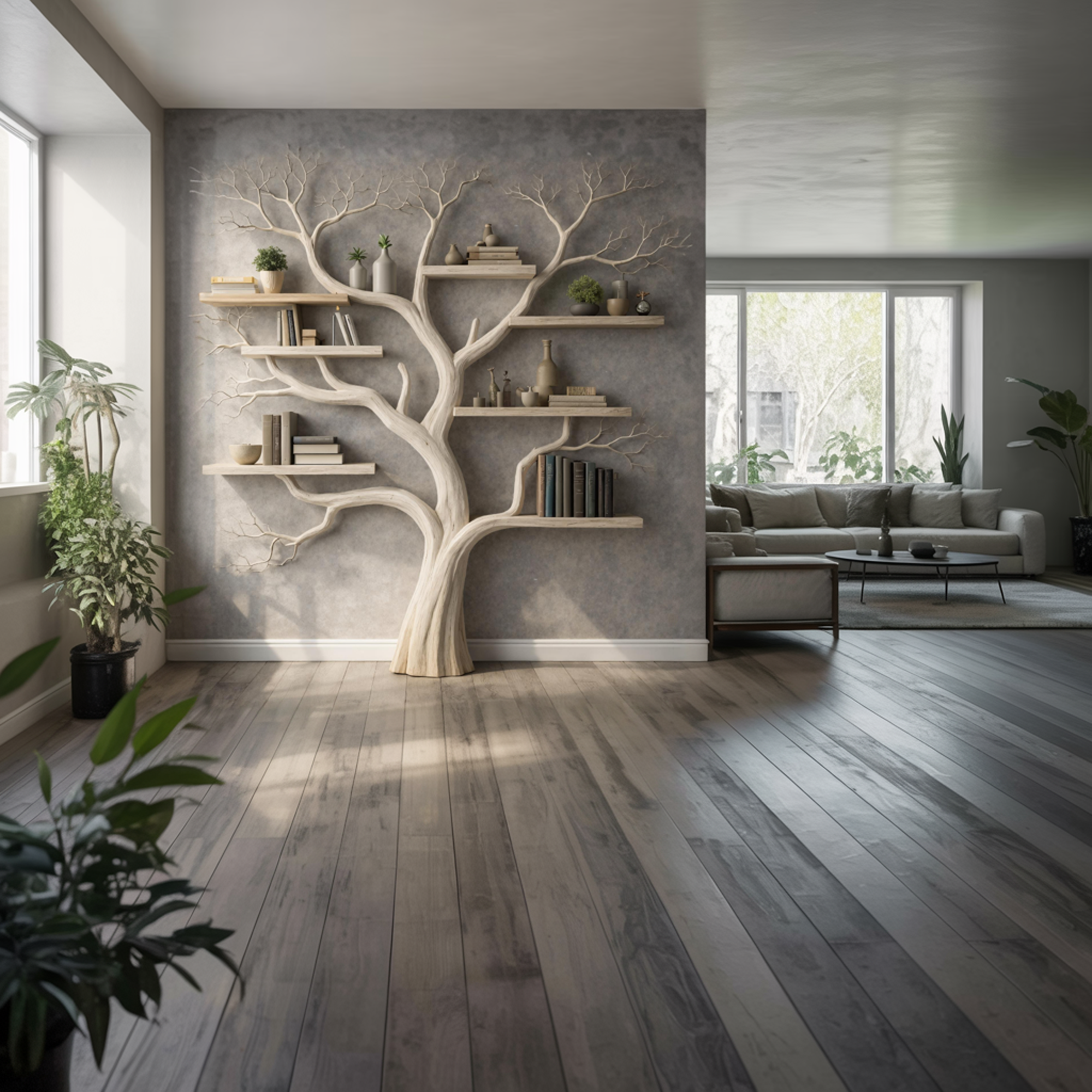 Rustic Wooden Tree Bookshelf For Bedroom Or Living Room