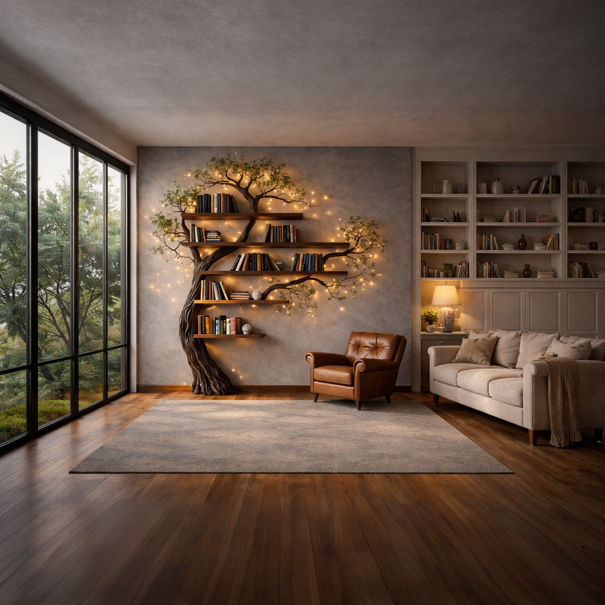 Organic Modern Wall Mounted Bookshelf For Living Room And Study