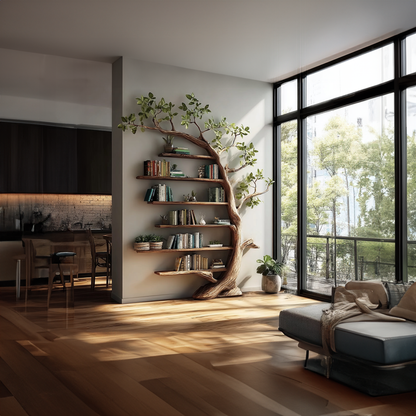 Handcrafted Tree Wall Shelf For Living Room