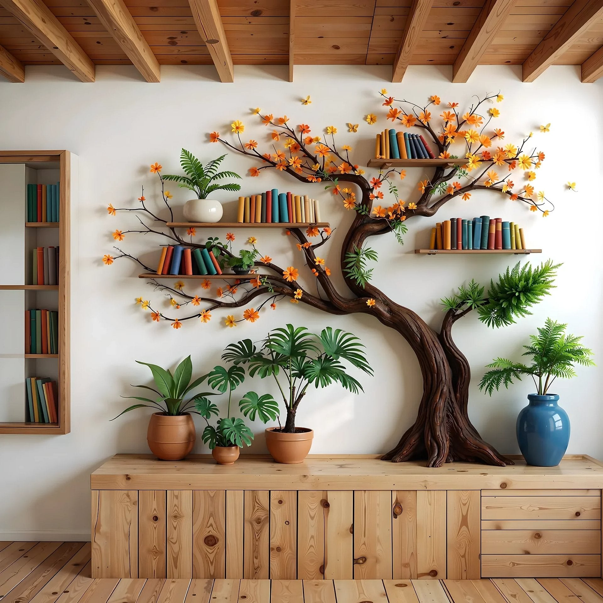 Unique Tree Branch Bookshelf