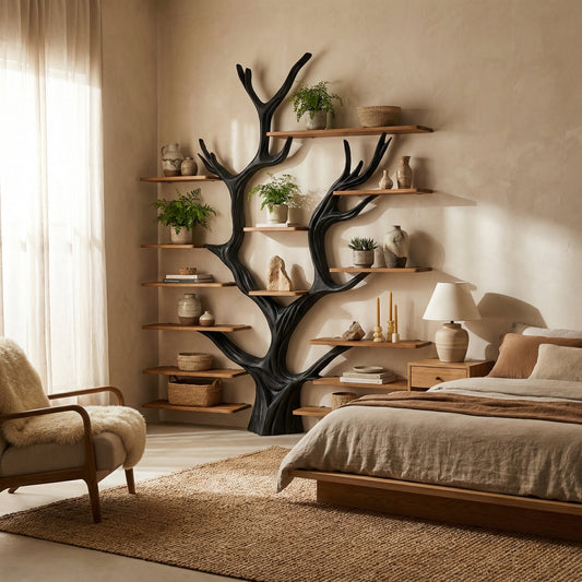 Sculptural Tree Bookcase - Artisan Tree-Inspired Wall Unit