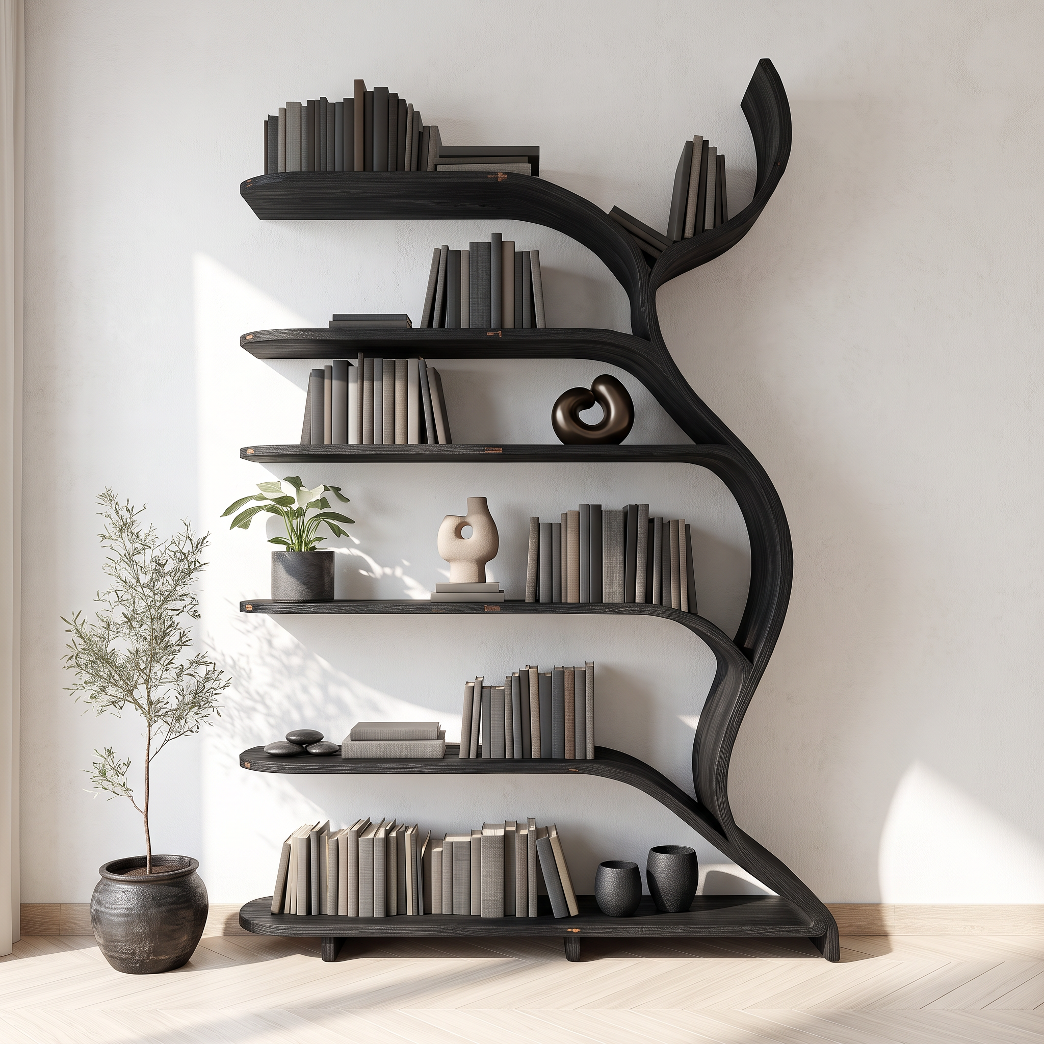 Tree Branch Bookshelf Solid Wood Farmhouse Wall Gift