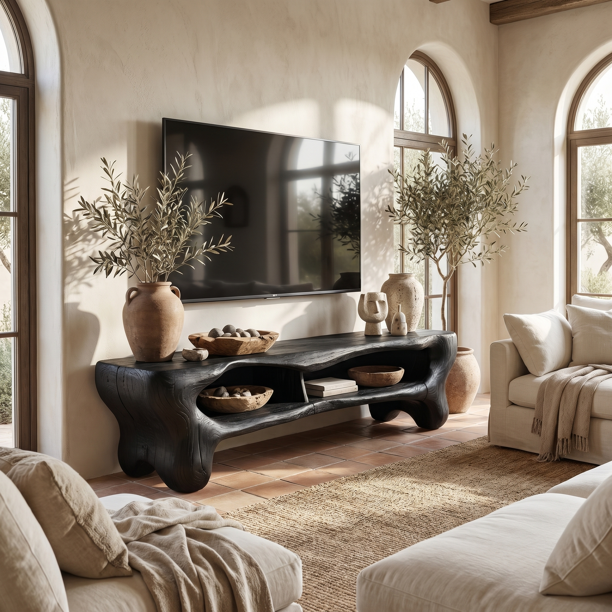 Rustic Christmas TV Cabinet Festive Living Room