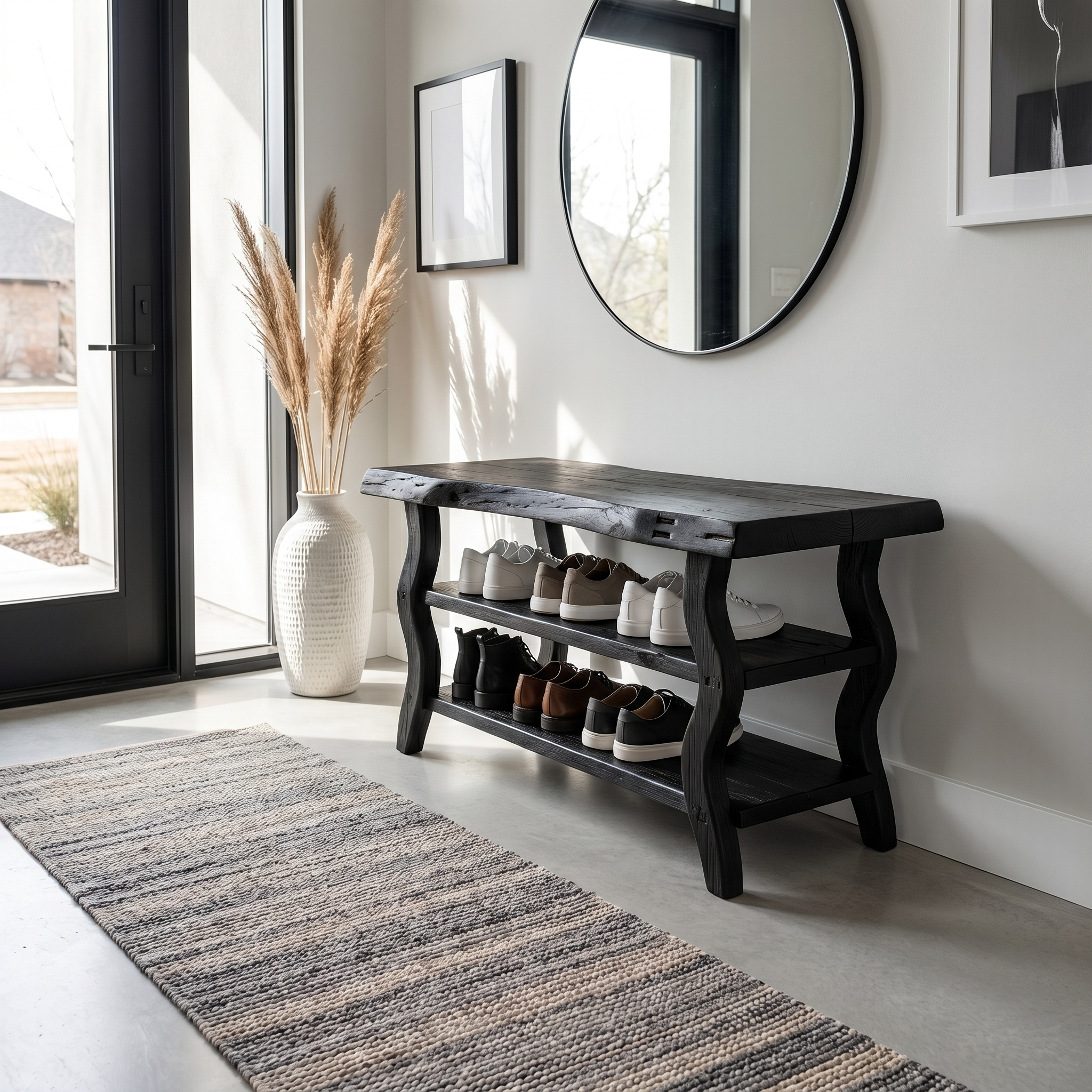 Artisan Rustic Shoe Bench Hallway And Living Room