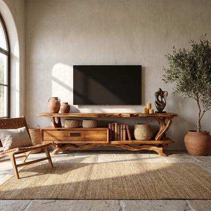 Rustic Live Edge TV Cabinet Living Room