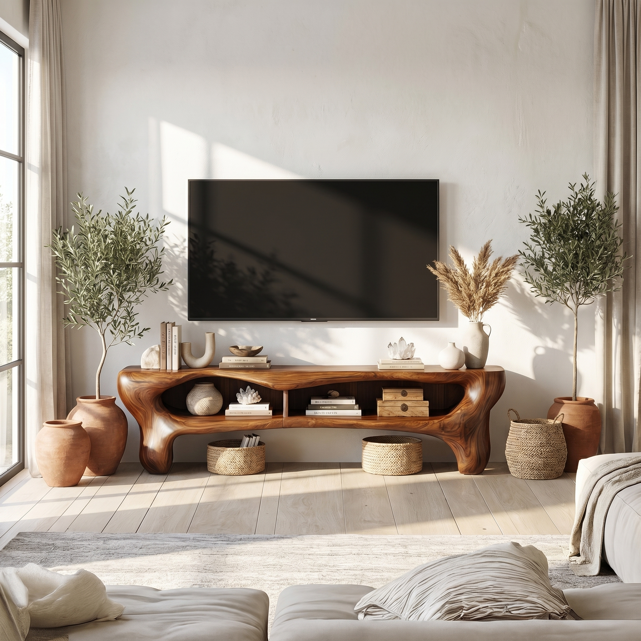 Rustic Christmas TV Cabinet Festive Living Room