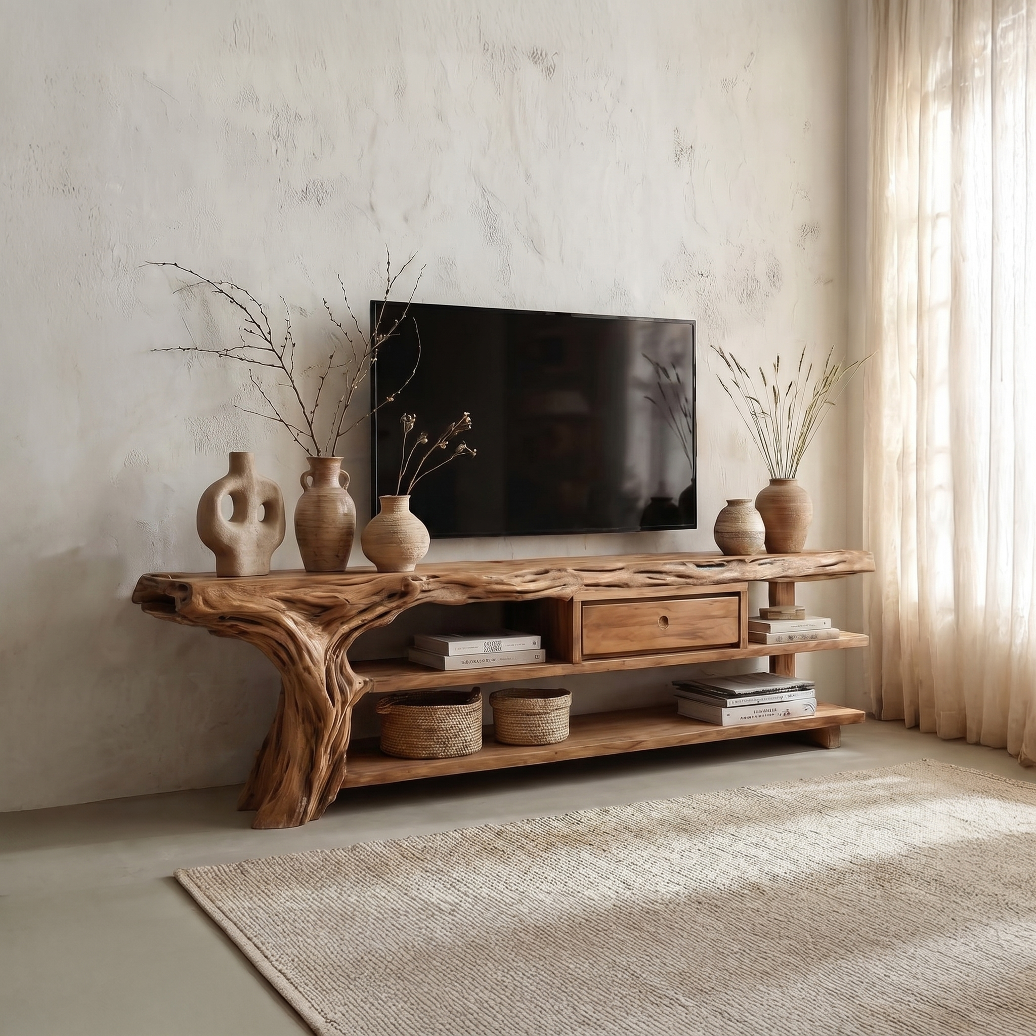Rustic TV Stand Console For Living Room And Family Area