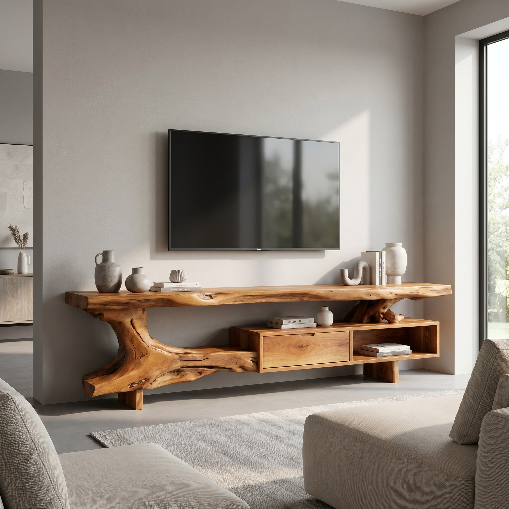 Rustic TV Stand For Living Room And Home Interior