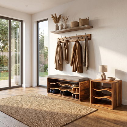 Midcentury Shoe Rack Bench Entryway