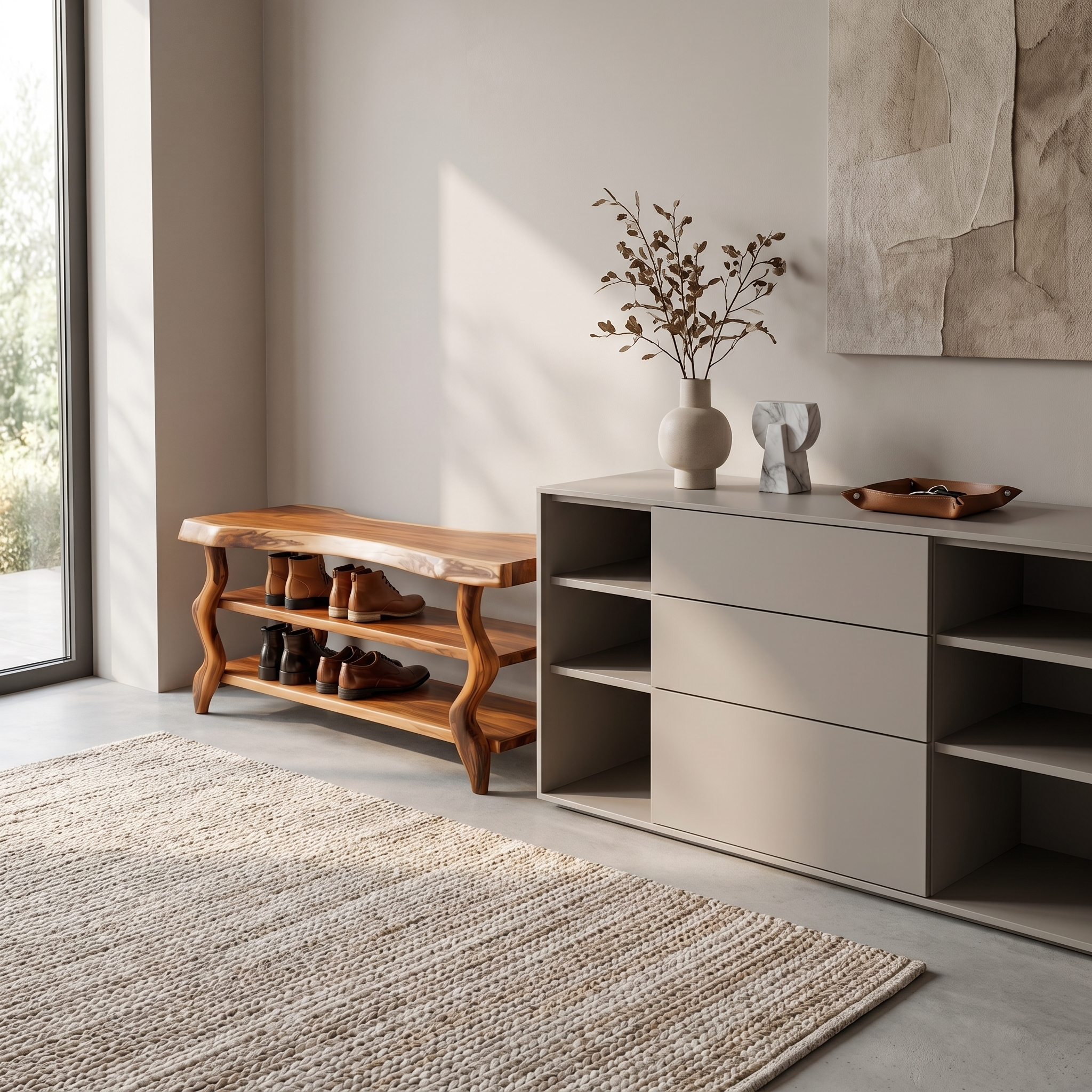 Artisan Rustic Shoe Bench Hallway And Living Room