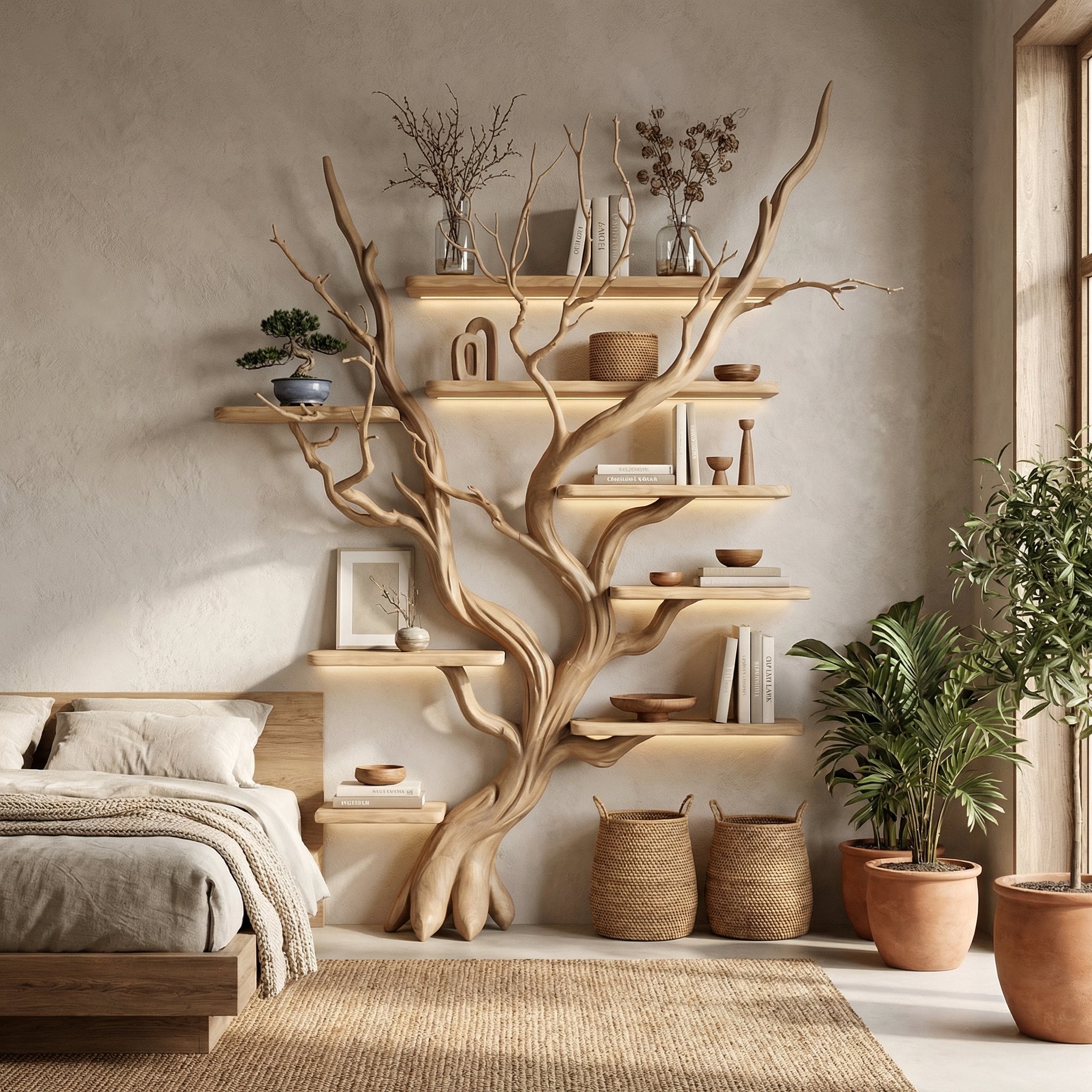 Tree Bookshelf Driftwood Branch Floating Bookshelf