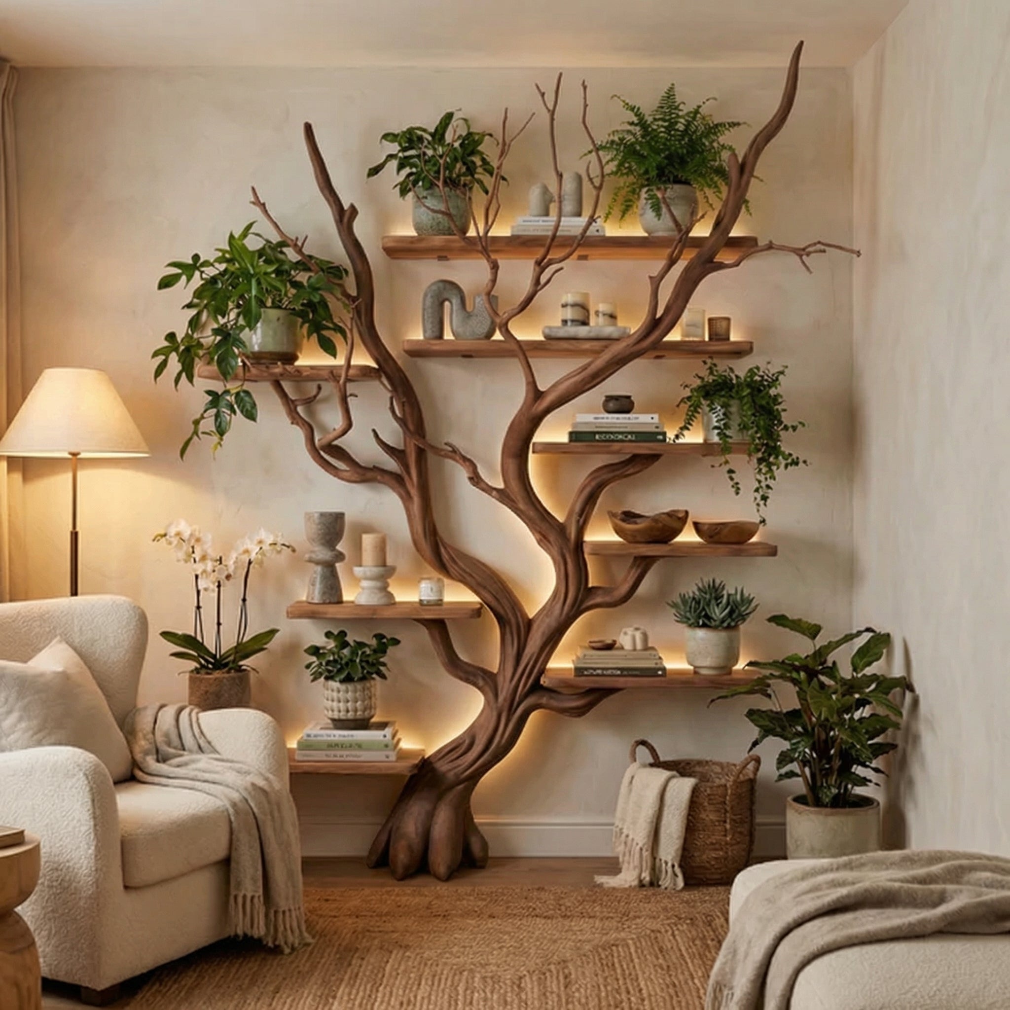 Tree Bookshelf Driftwood Branch Floating Bookshelf