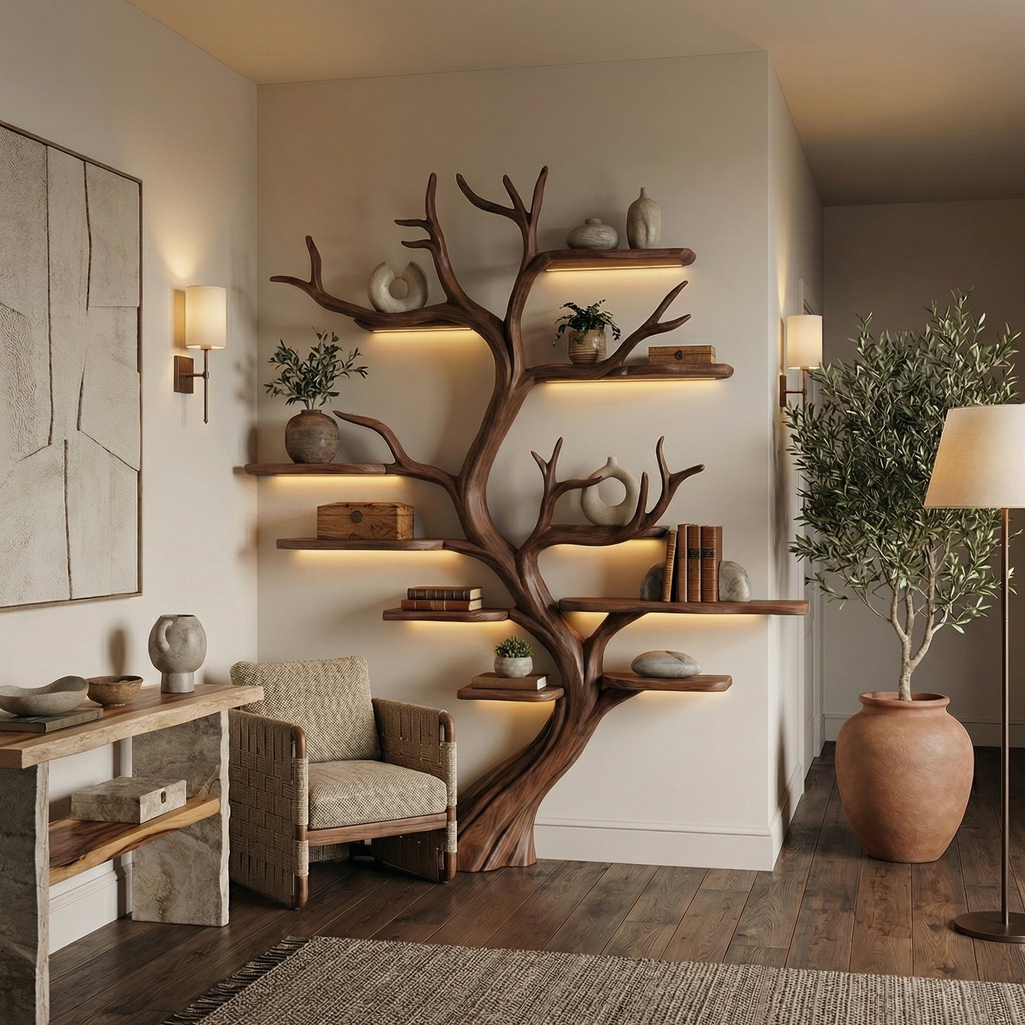 Tree Branch Shelf Driftwood Solid Wood Rustic Art Gift