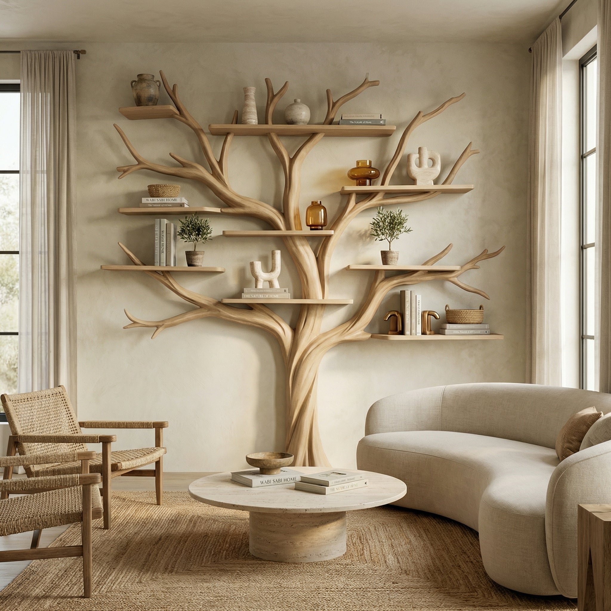 Rustic Halloween Tree Bookshelf Bedroom Wall Display