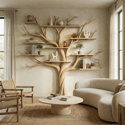 Rustic Halloween Tree Bookshelf Bedroom Wall Display