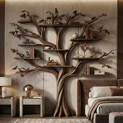 Rustic Halloween Tree Bookshelf Bedroom Wall Display