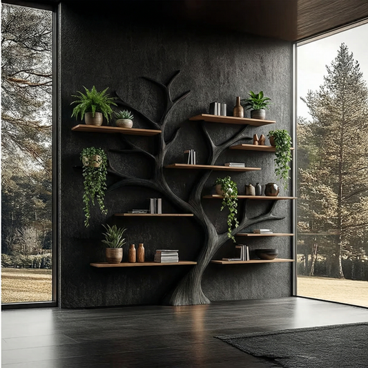Rustic Wide Tree Bookshelf Home Office Or Living Room Storage