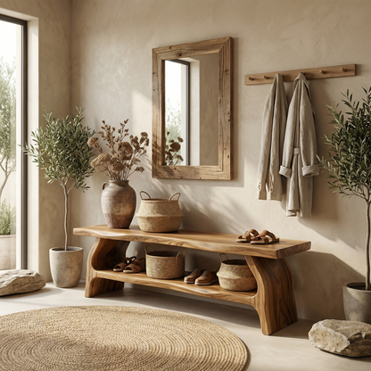Rustic Entryway Shoe Bench Living Room