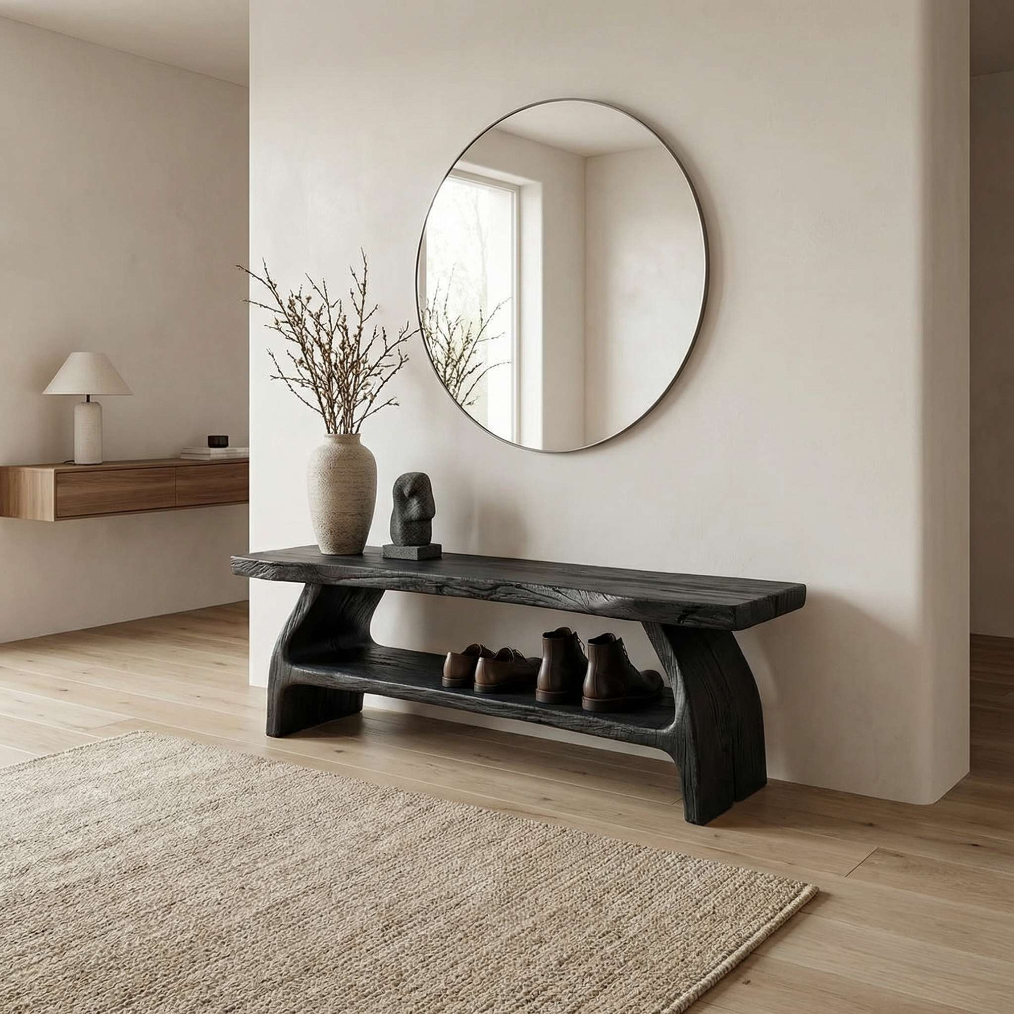 Rustic Entryway Shoe Bench Living Room