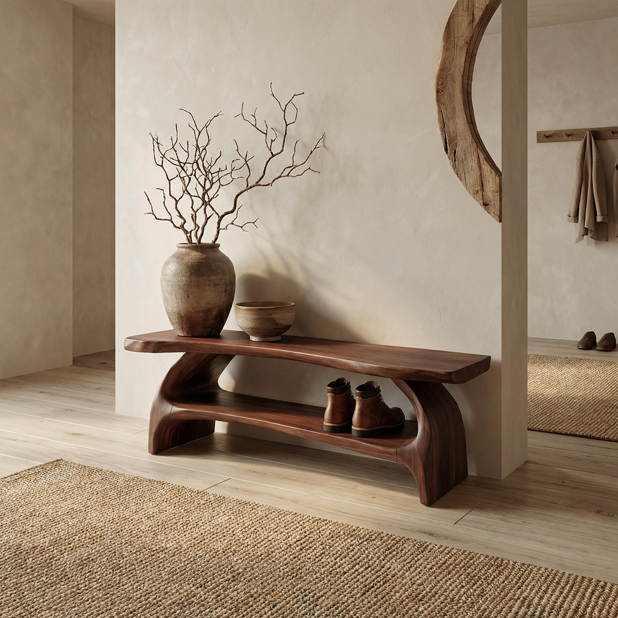 Rustic Entryway Shoe Bench Living Room